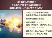 【約10%の割合】オルカンに含まれる新興国は中国・韓国・インド・ブラジルなど